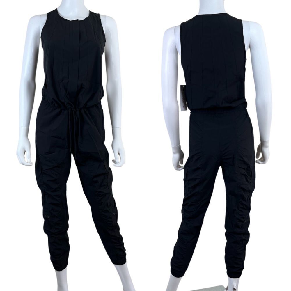Athleta Black Size 2 Canopy Parachute Cargo Athleisure Nylon Romper NEW Jumpsuit